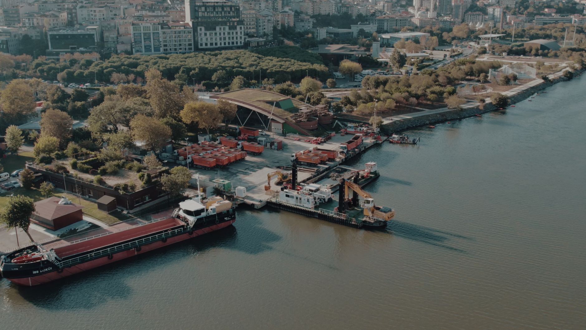Aerial shot of Istanbul waterfront showing ships docked along a lush green shoreline. — Boosting Sales with a US Digital Mark