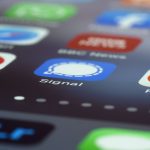 Detailed view of various app icons on a smartphone screen highlighting Signal app. — Provisional Patent Applications